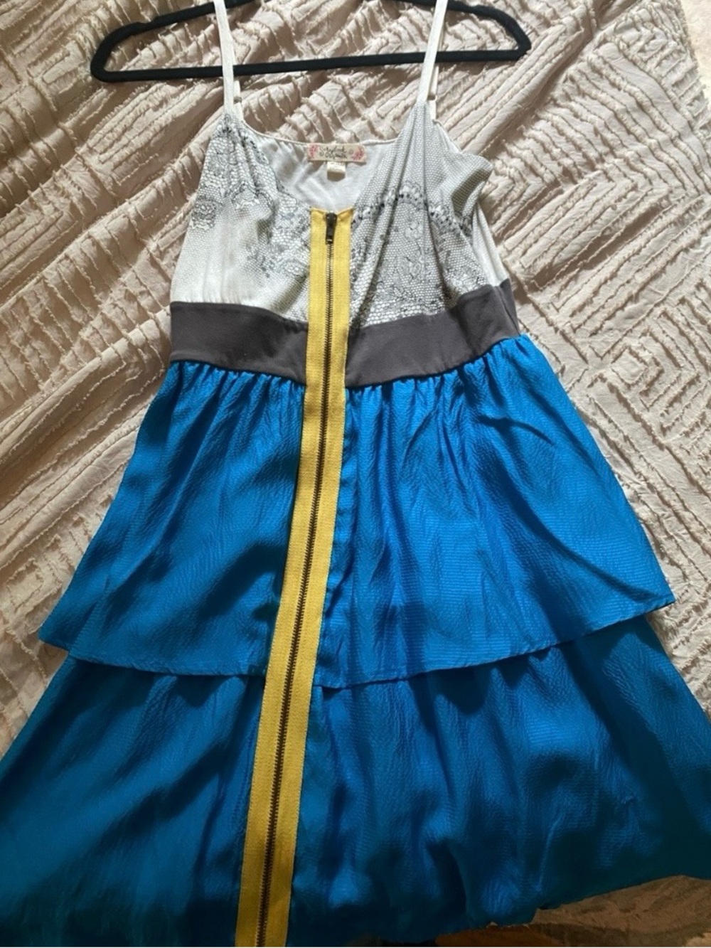 Scrapbook Blue Dress with Yellow Trim